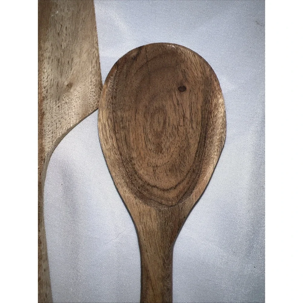 Lot of 2 Vtg Wood Kitchen Utensils Spoons Spatula‎ Farmhouse Rustic Decor